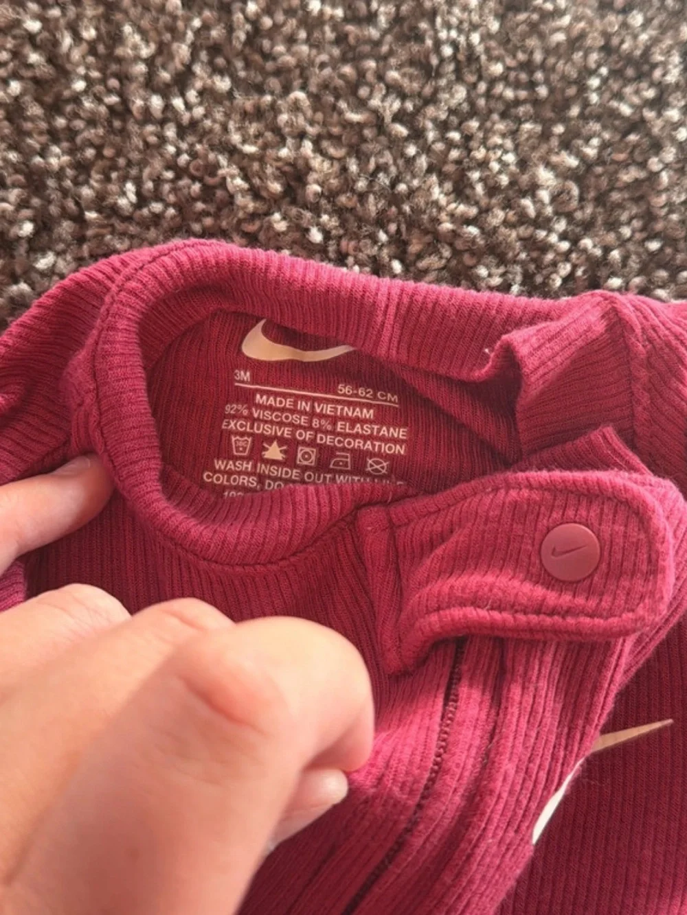 Nike Burgundy Infant Zip-Front Footed One-Piece